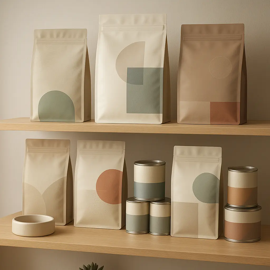 Regale mit hochwertigem Tierfutter